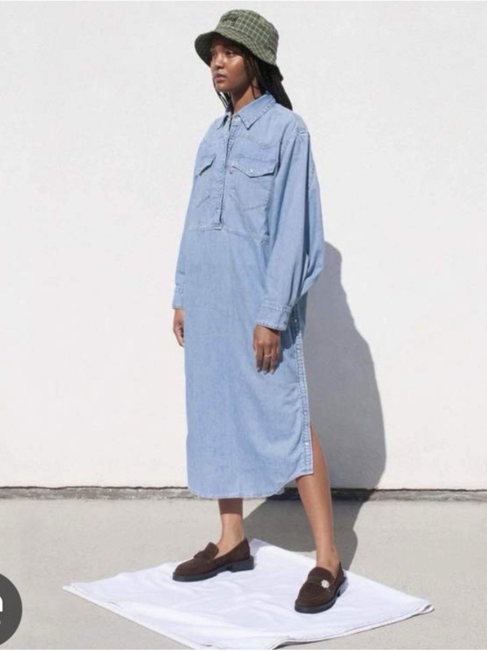 Ganni Light Blue Denim Shirt Dress XXL NWT